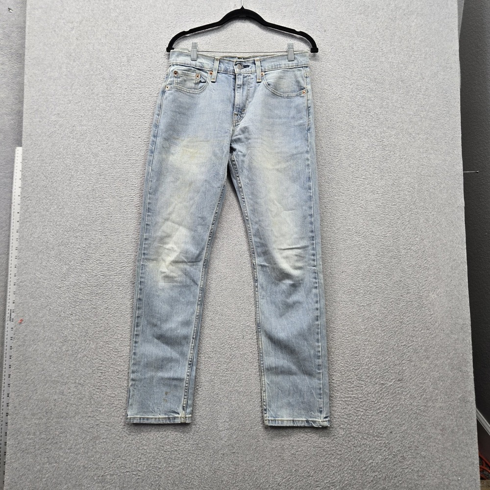 Levi's 502 Men Jeans 28X32 Light Blue Denim Regular Tapered 30" Inseam